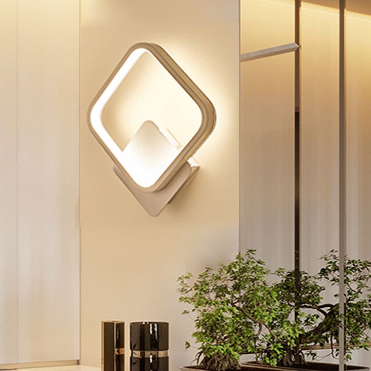 Aluminum Alloy Minimalism Style LED Wall Sconce 11.8" H Square Rounded Corners Mini Bedside Lights