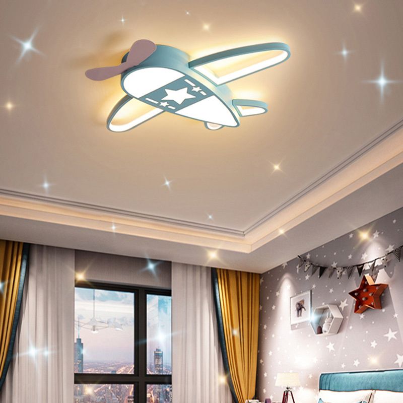 Propeller Plane Child Room LED Flush Mounted Lamp Acrylic Kids Surface Ceiling Light