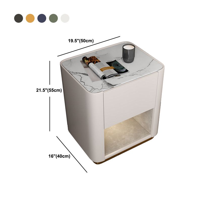 Modern Solid Wood and Slate Night Table Drawer Storage Bed Nightstand