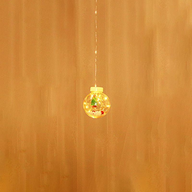 Nordic Wishing Ball String Lamp Plastic 12-Lights Indoor Curtain Lights in Clear