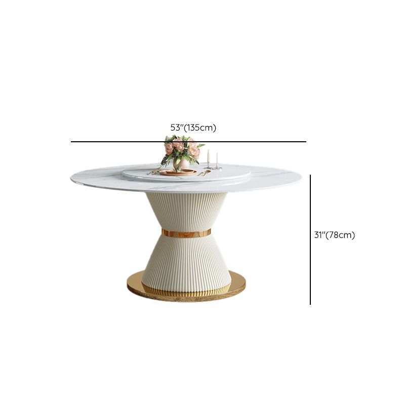 Luxury Round Dining Table Solid Wood Pedestal Dining Table for Dining Room