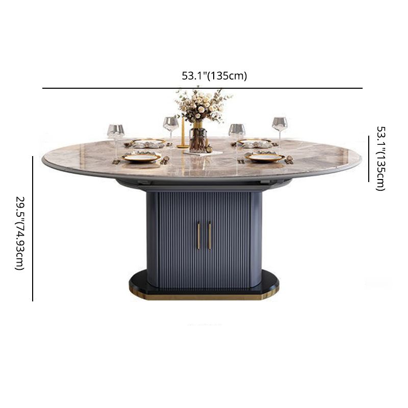 Glam Style Round Sintered Stone Dining Room Set Space-Saving Design Dining Table Furniture