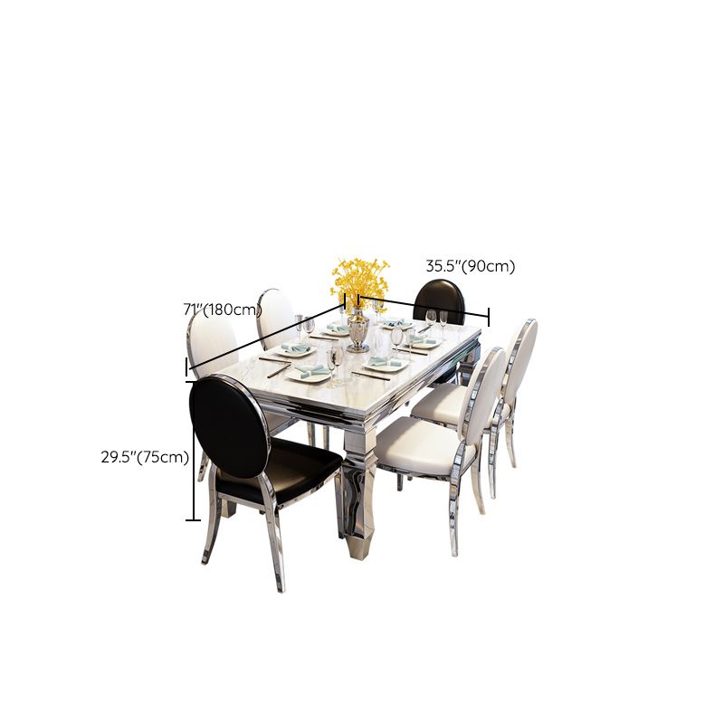 Nordic Rectangle Dining Site Table Marble Dining Room Collection with 4-foot