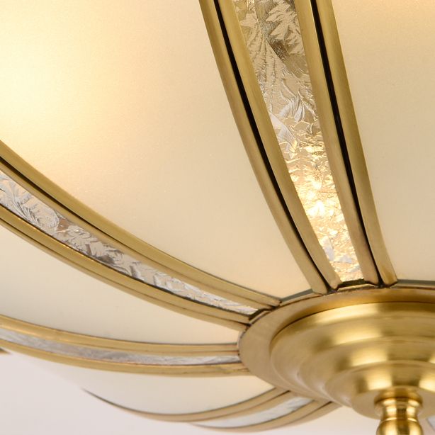 Éclairage de montage de plafond en verre en laiton de style vintage de lumière de bâti semi-encastré inversé