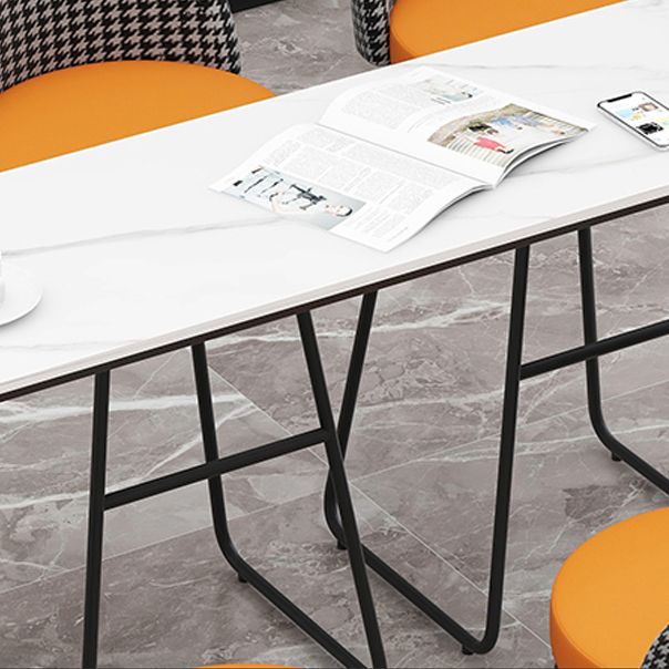 Tavolo da bar del patio del soggiorno rettangolare doppio tavolino in marmo bianco