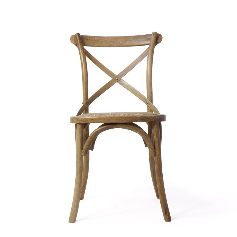Chaises de salle à manger traditionnelles en bois massif, finition mate, chaise latérale à dossier croisé