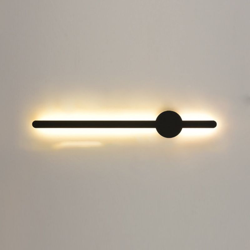 Simplicity Bar Shaped Vanity Lamp Metal Bathroom LED Wall Sconce Light in Black