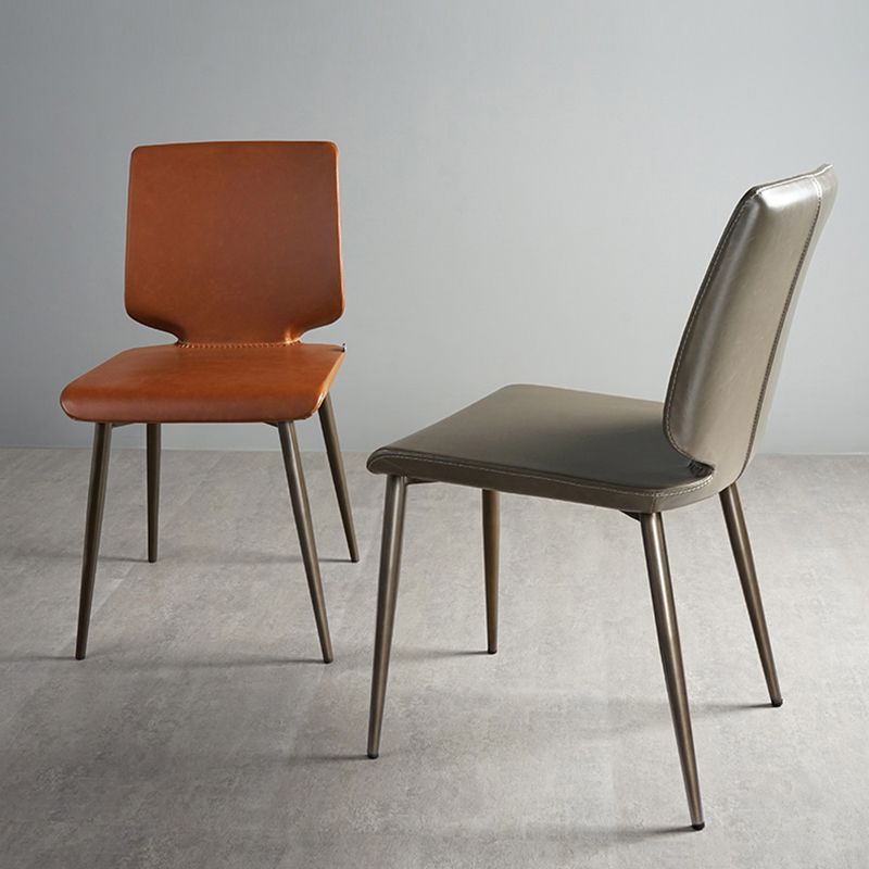 Sillas de comedor de cuero de estilo contemporáneo, silla con respaldo sólido sin brazos para cocina