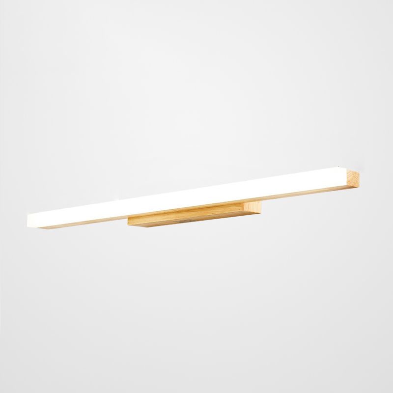 Linear Shade Wood Wall Sconce Modern Style 1 Light Mirror Wall Mount Lighting in Brown