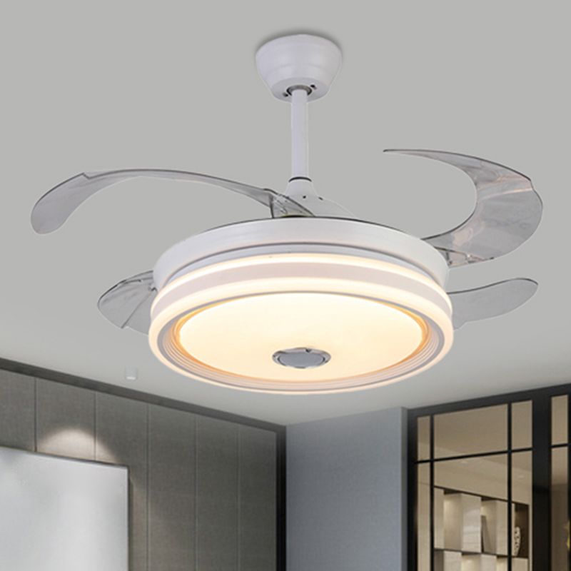 42 "" De large blanc rond suspendu lampe à fans moderne LED MODED LEMPUR MONT ÉCLAINEMENT avec 8 lames, télécommande / conversion de fréquence et télécommande