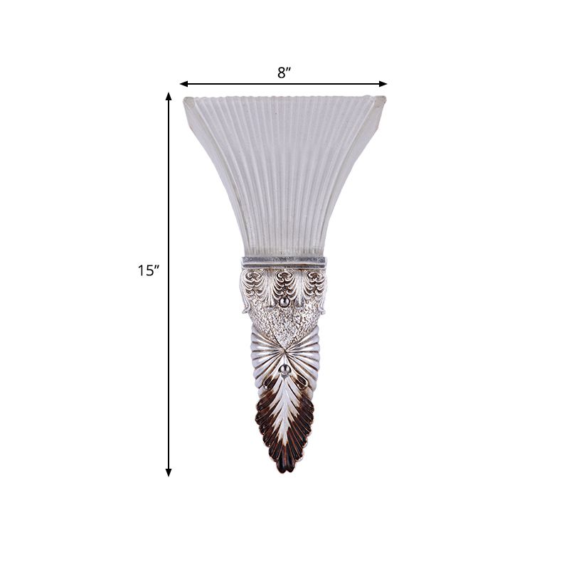 Flared Yellow Glass Wall Sconce Light Retro Style 1 Head Living Room Wall Mounted Lamp with Gold/Silver/White and Gold Backplate