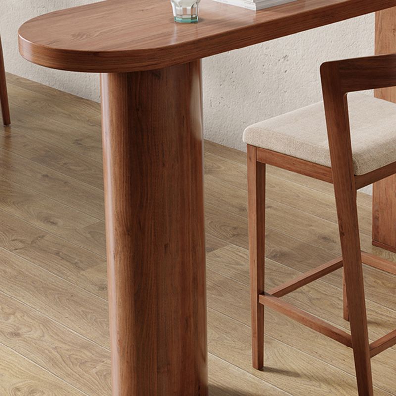 Modern Style Bar Table Solid Wood Bar Dining Table with Storage Shelf