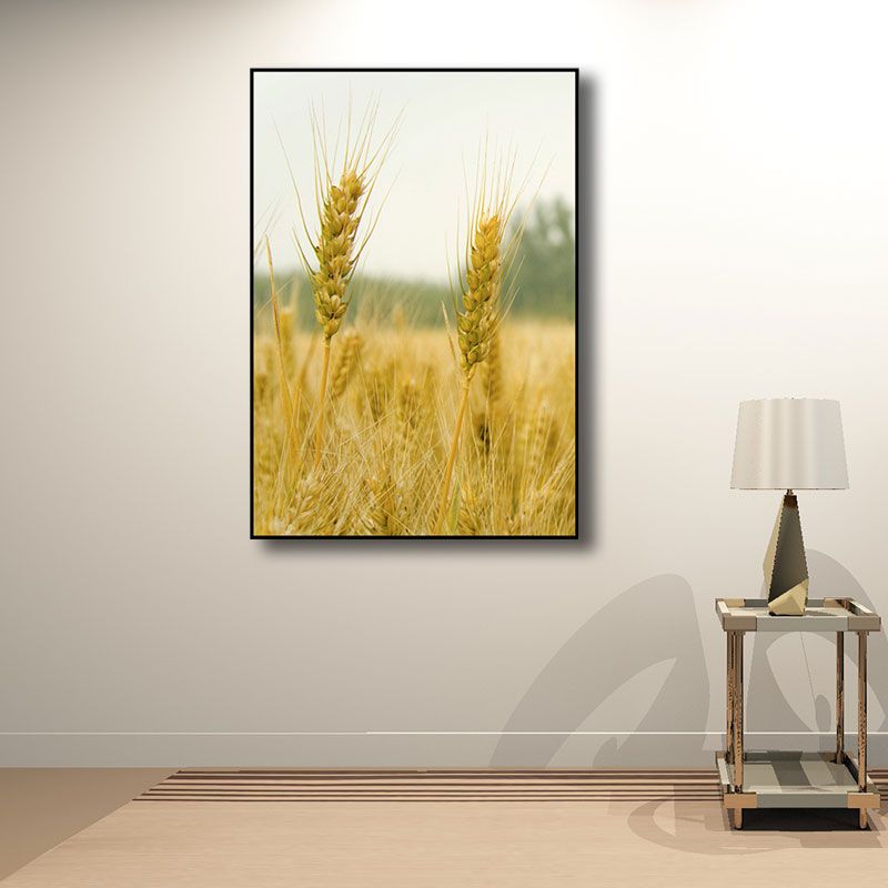 Decorative Wheat Field Art Print Modernist Canvas Wall Decor in Light Color for Parlor