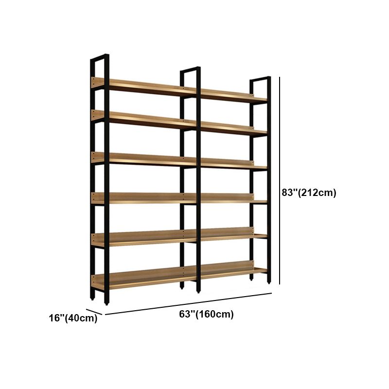Vertical Industrial Etagere Bookshelf Steel Frame Solid Wood Shelf Bookshelf