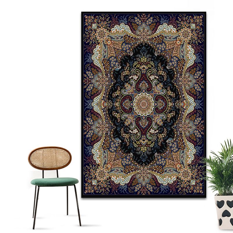 Blue Vintage Rapage Polyester Medallion Carpet Not Area Rison pour le salon