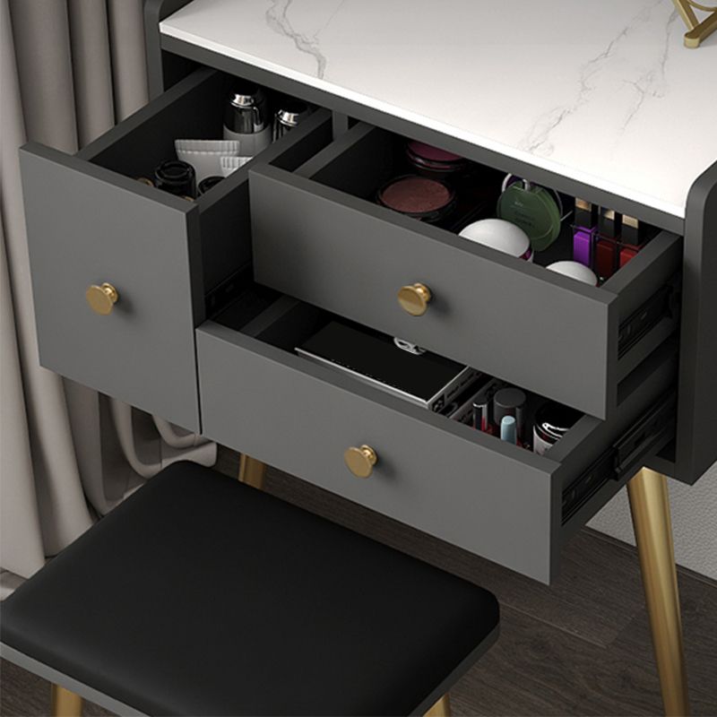 Contemporary Dresser Wooden Makeup Counter With 3 Storage Drawers for Bedroom