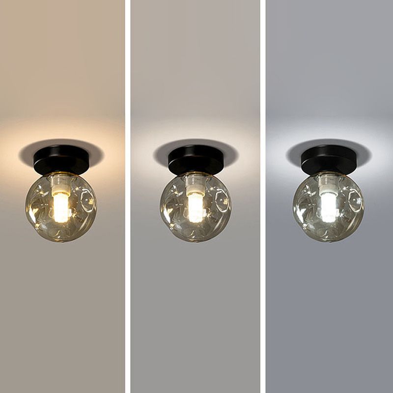Modernism Black Flush Mount Ceiling Light Globe Flush Lighting with Glass for Hallway