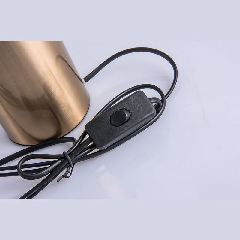 9.8" Wide White Glass Globe Table Lamp Minimalism Cylindrical Gold Metal Base Nightstand Light for Bedroom