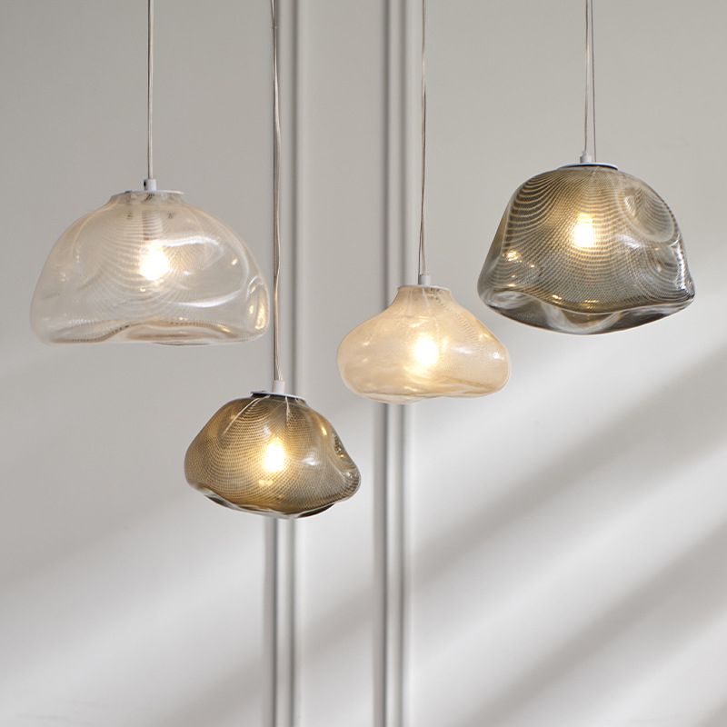 Lámpara de vidrio colgante con forma de colgante en forma de nube de estilo de diseñador lámpara de trabajo de restaurantes de 1 luces