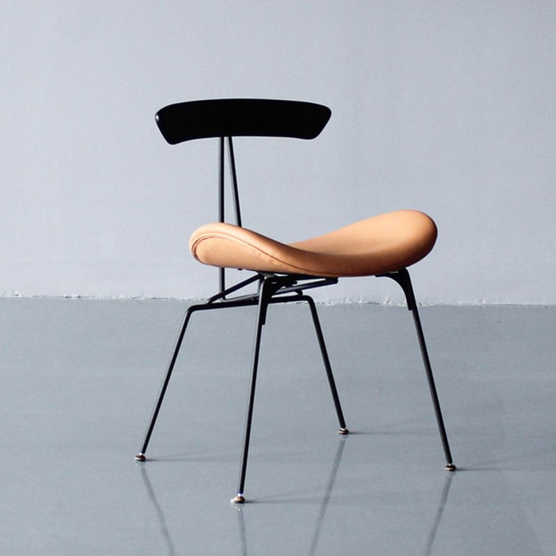Industrial Chair with Metal Base 29"H Open Back Dining Side Chair for Restaurant