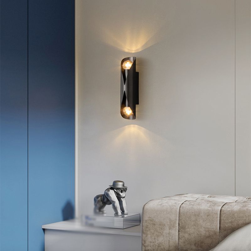 Solid Brass Wall Light Post Modern Tube Shape Wall Mounted Sconce with 2 Lights