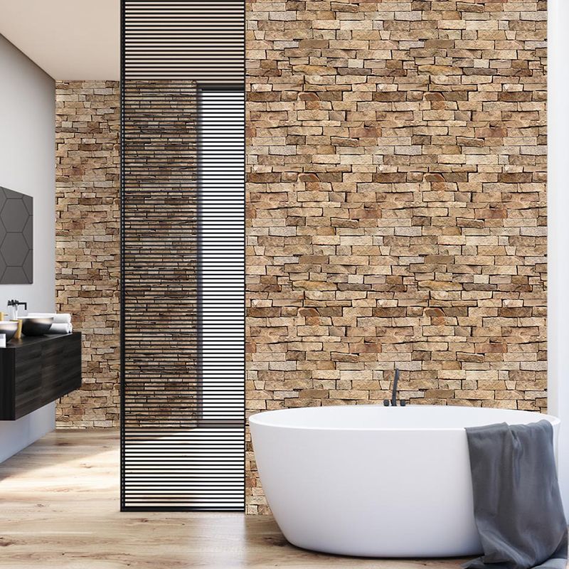 Rouleau de papier peint en brique de Style campagnard, décoration murale auto-adhésive de couleur foncée pour salle de bains