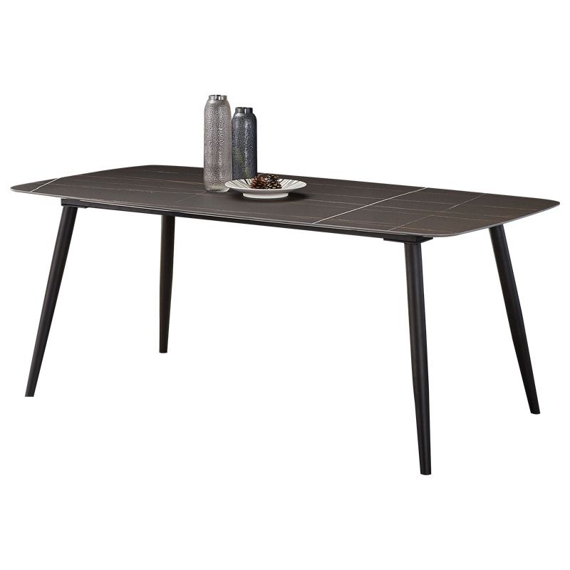 Modern Sintered Stone Top Dining Set Rectangle 1/2/5/7 Pieces Black Dining Room Table Set