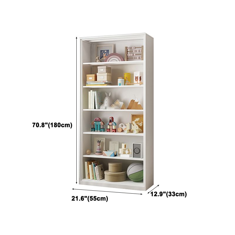 Modern Style Metal Bookshelf White Closed Back Bookcase for Home Office
