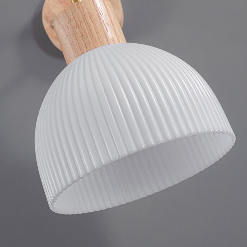 Modern Simple Wooden Wall Light Dome Shape Wall Lamp for Living Room