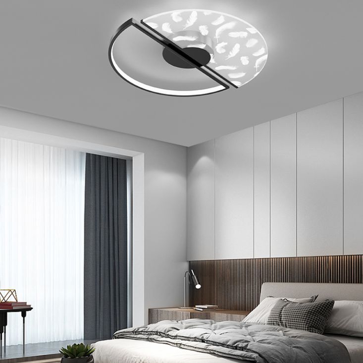 Aluminium Feather LED Flush Mount in Modern Creative Style Iron Ceiling Light with Acrylic Shade