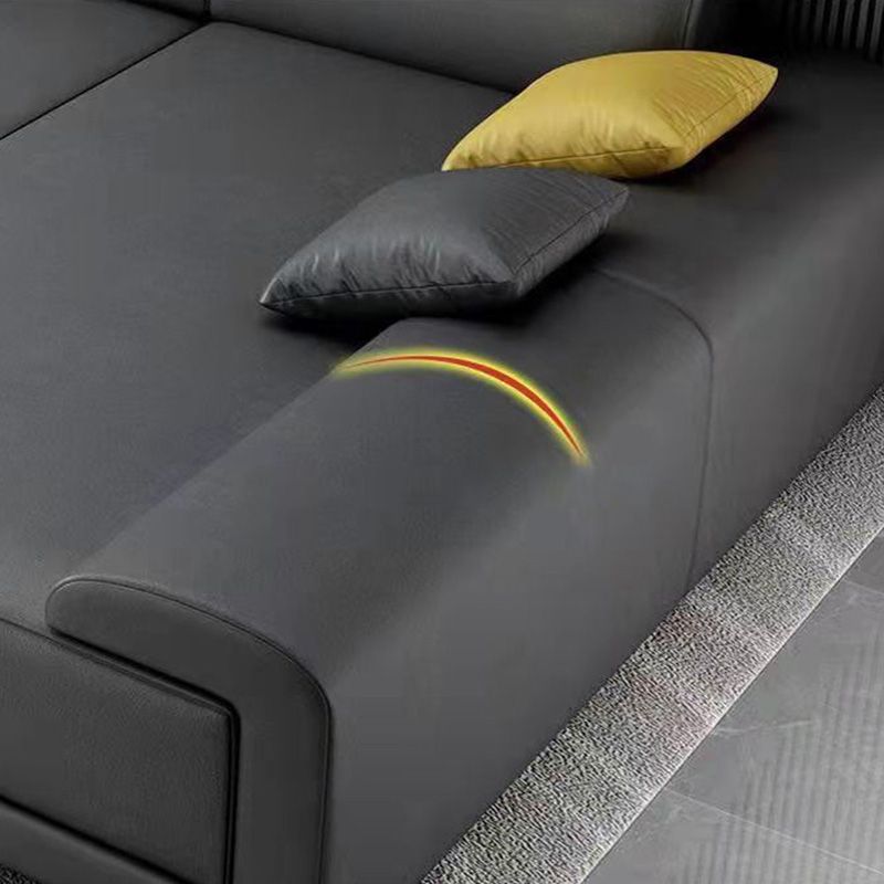 Faux Leather 4-Seater Sectional with Adjustable Head Pillow 70.87" W