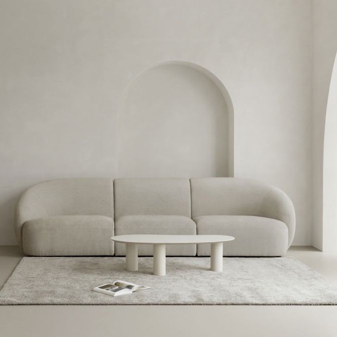 Minimalist Wood 3 Legs Coffee Table 13" H Cloud-Shaped Cocktail Table