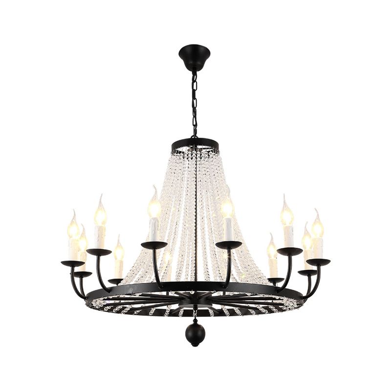 Kristall Kronleuchter Beleuchtung Land Schwarz Candelabra Wohnzimmer Anhänger Lichtkit mit Candelabra Design