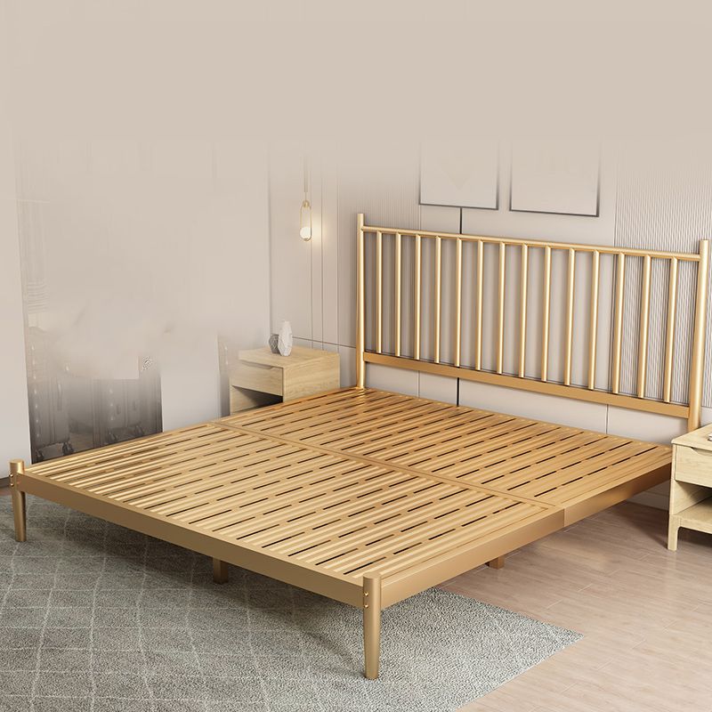 Glam Metal with Headboard Rectangular Slat Mattress Included Slat Bed