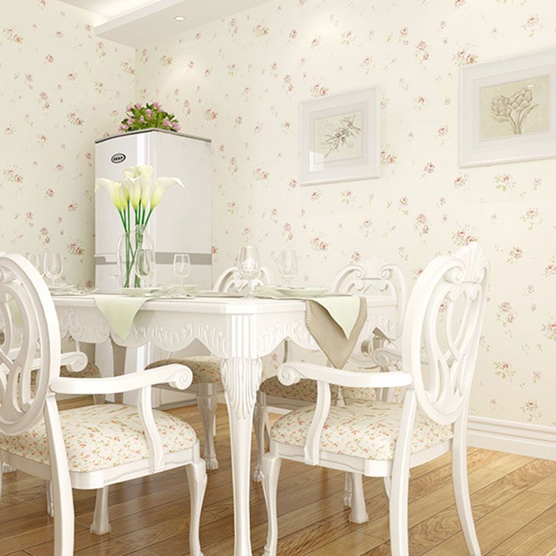 Rustic Non-Woven Fabric Wall Covering Natural Color Flower Wallpaper, 33'L x 20.5"W