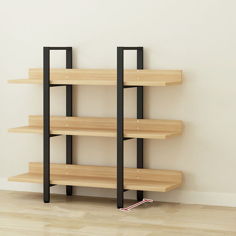 Contemporary Metal and Wooden Bookshelf Open Shelf Bookcase with Shelves