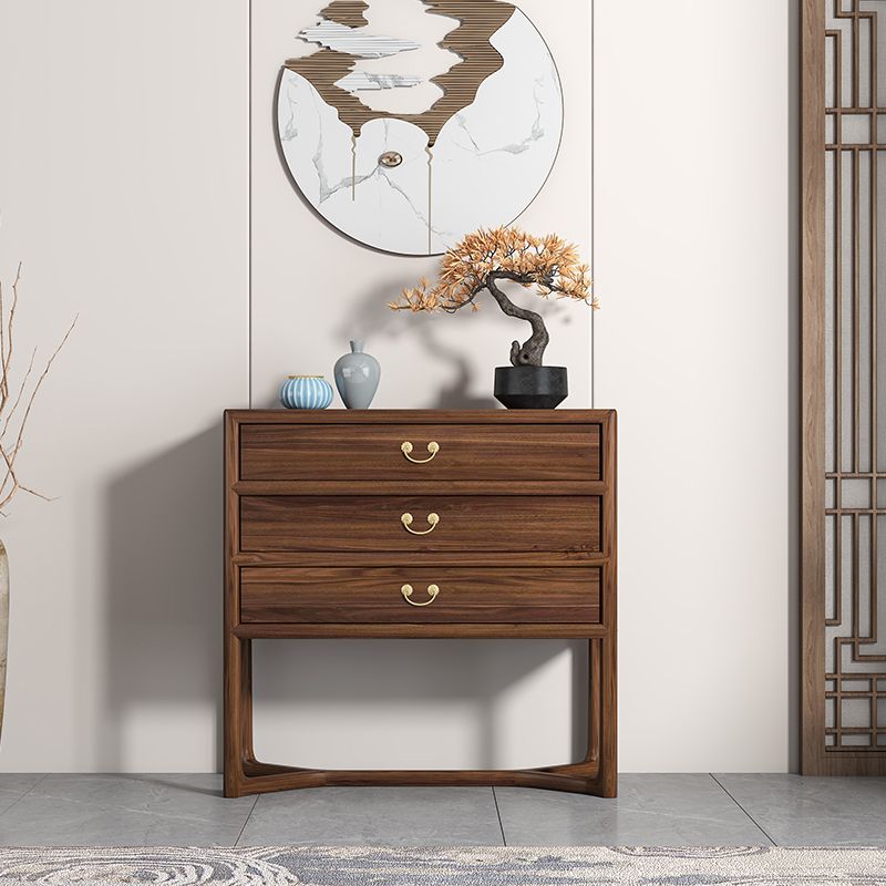 Dark Brown 3 Drawers Chest 14.97" Wide Solid Wood Accent Chest