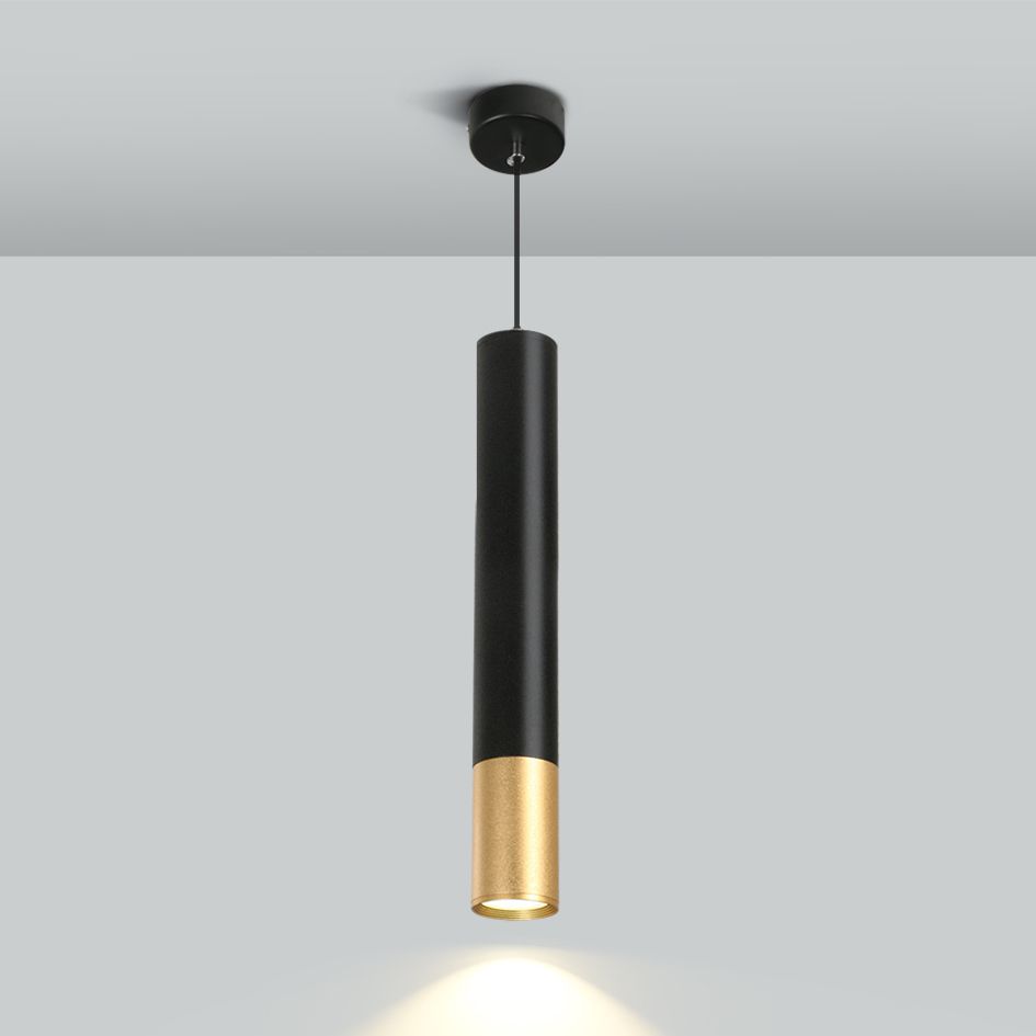 Forme du cylindre de style contemporain Pendant Light Metal 1 Lampe de suspension légère en noir