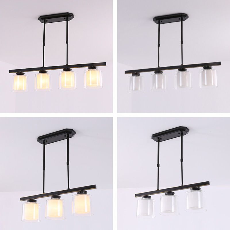 Fidutri di illuminazione a lampadario contemporanei di vetro a vetro pulito contemporaneo dell'isola per tavolo da pranzo