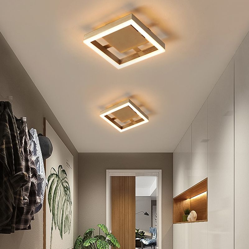 Metal Geometric Shape Flush Mount Light Modern-Style 1 Light Flush Ceiling Light in Gold