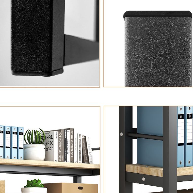 Modern Style Bookshelf Black Metal Frame Bookcase for Office
