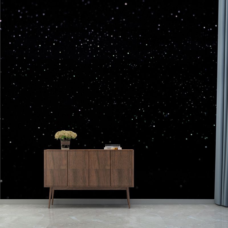 Galaxy and Stars Print Mural Decal Black Modern Aesthetics Wall Decor for Corridor