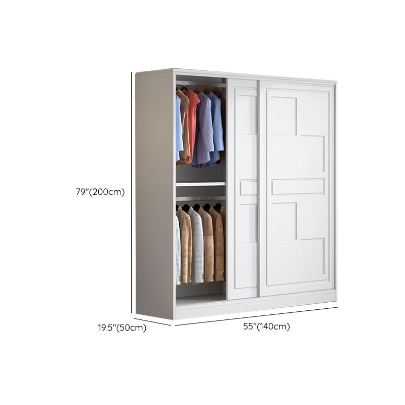 Modern Freestanding Wardrobe Armoire, 2-door Manufatured Armoire with Shelves in White