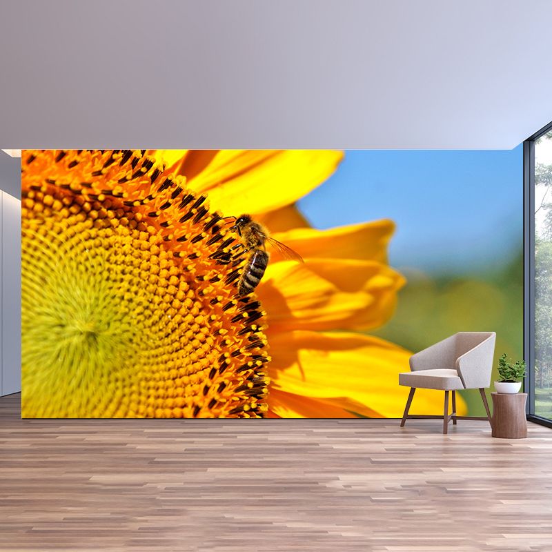 Sunflower Flower Mural Water-Resistant Wall Covering for Sleeping Room