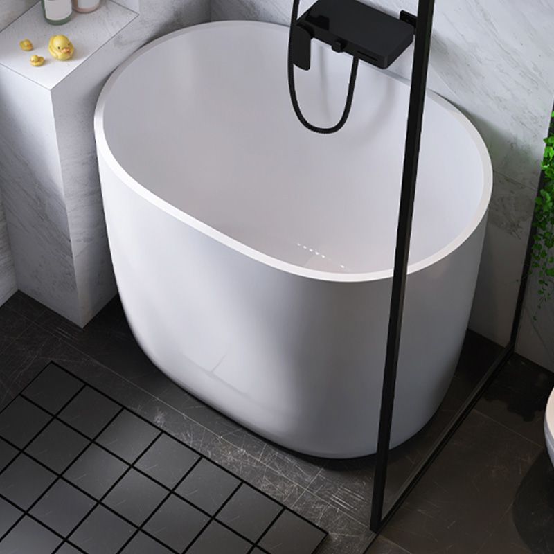 Modern Ellipse White Acrylic Bathtub Back to Wall with Drain Bath Tub