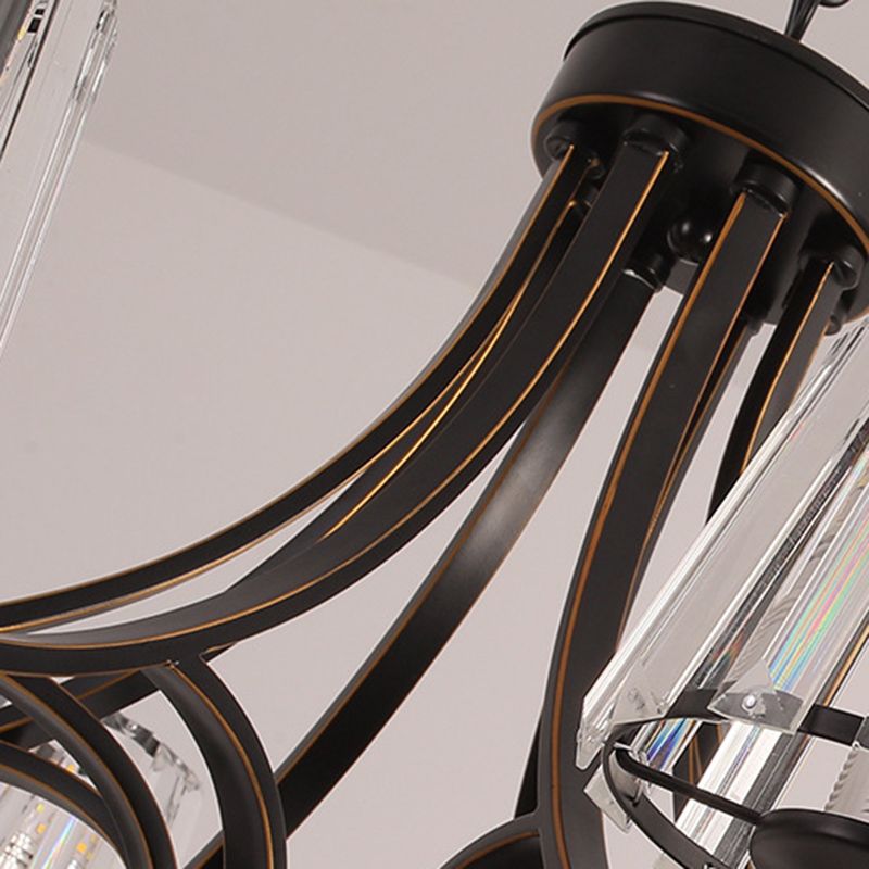 Industrial Chandelier Hanging Light Fixture with Glass Shade for Living Room