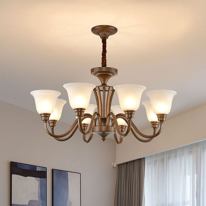 Glass American Chandelier Bell Shape Multi Light Hanging Light for Restaurant