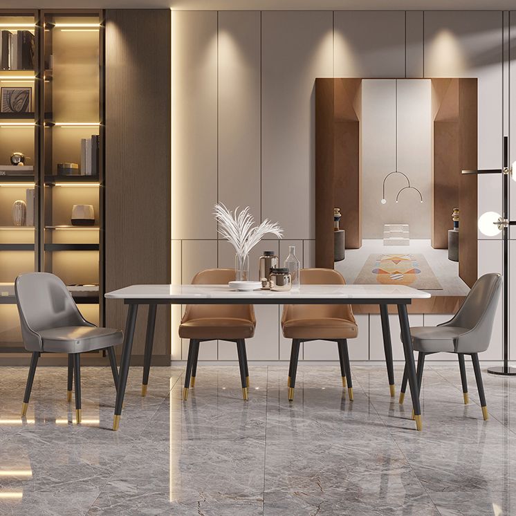 White Sintered Stone Dining Table Traditional Luxury Dining Table with 4 Legs