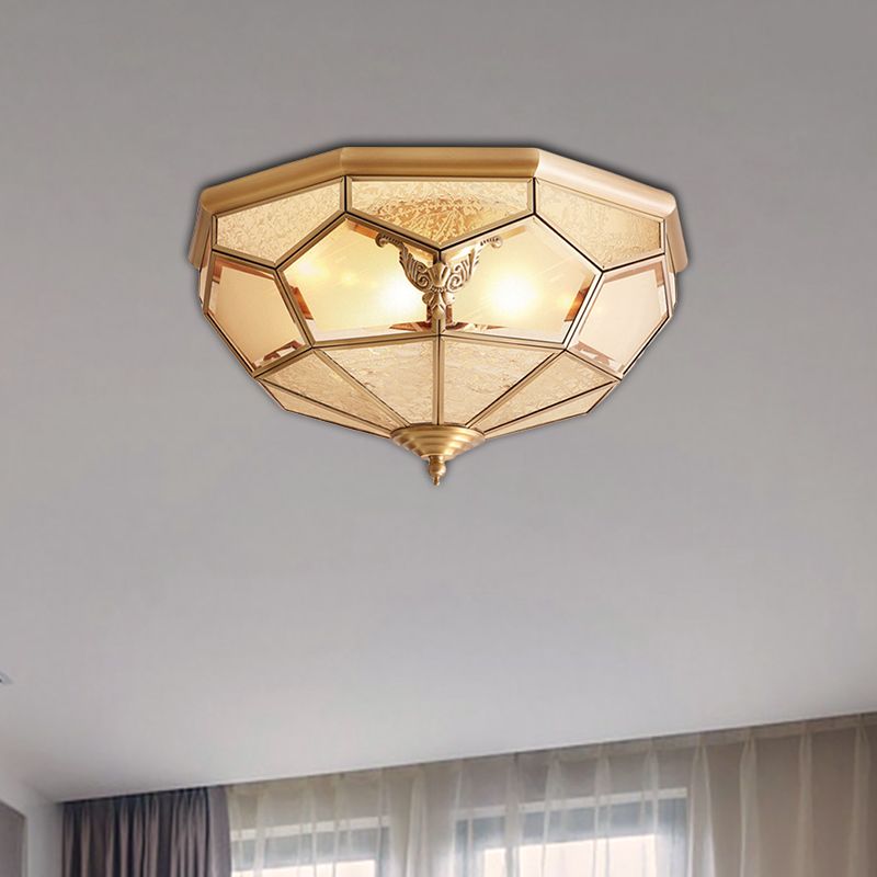 Gold Facettiert Flush Mount Beleuchtung Vintage Beveled Glas 3/4/6 Licht-Schlafzimmer Deckenleuchte