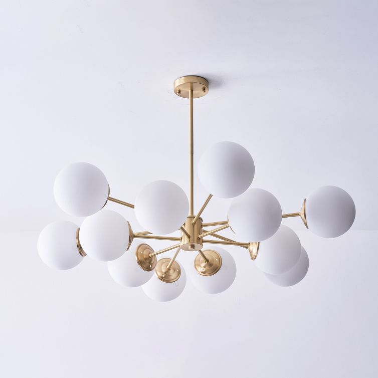 White Glass Global Hanging Chandelier Modern Style Multi Lights Ceiling Pendant Light